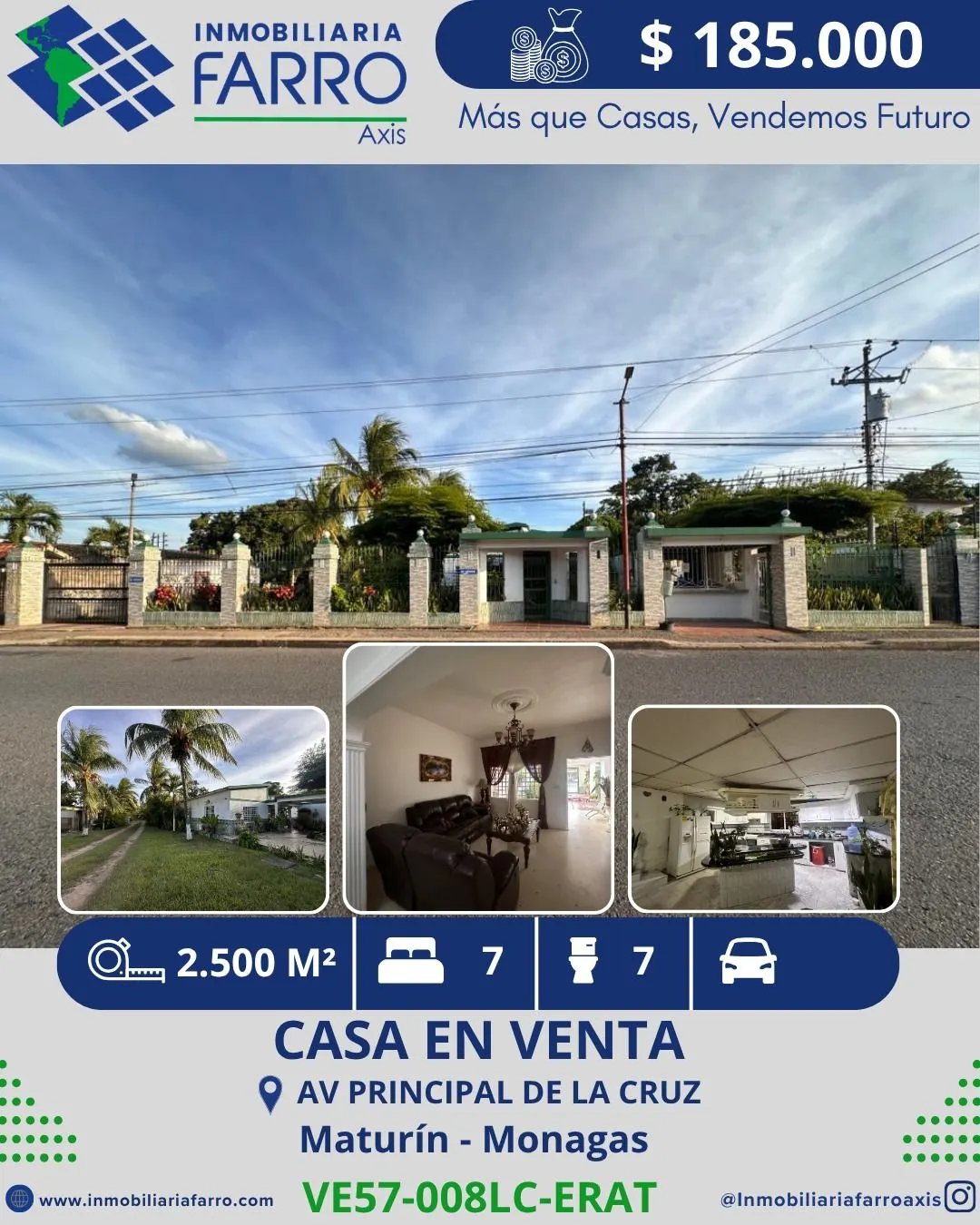 INMOBILIARIA FARRO VENDE CASA AV PRINCIPAL PARROQUIA LA CRUZ