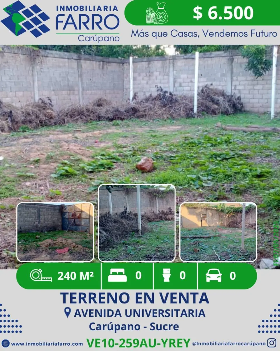 INMOBILIARIA FARRO VENDE TERRENO AV UNIVERSITARIA