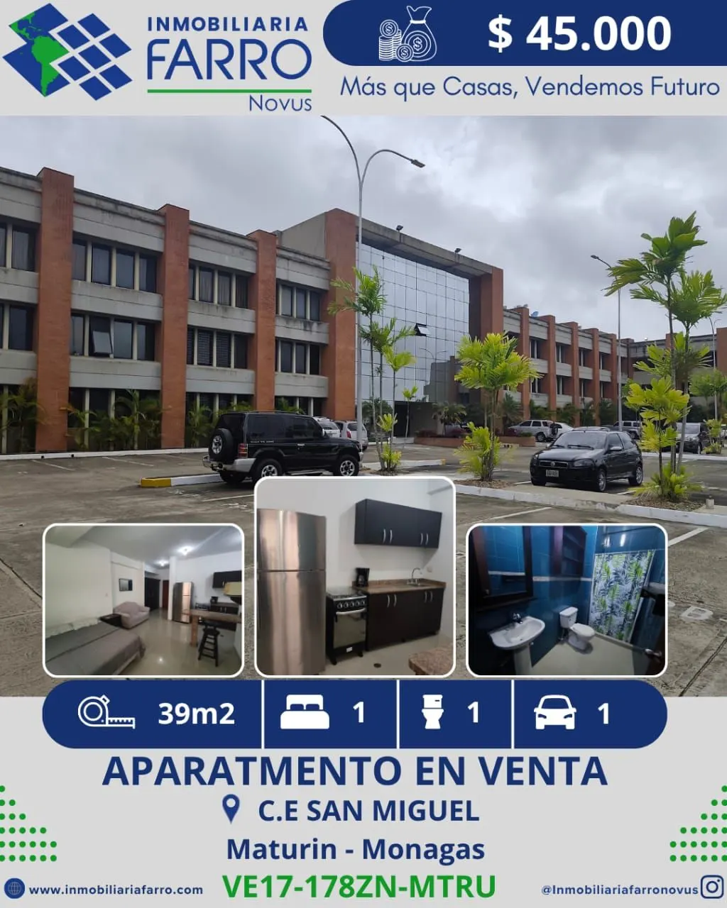 INMOBILIARIA FARRO VENDE APARTAMENTO CENTRO EMPRESARIAL SAN MIGUEL
