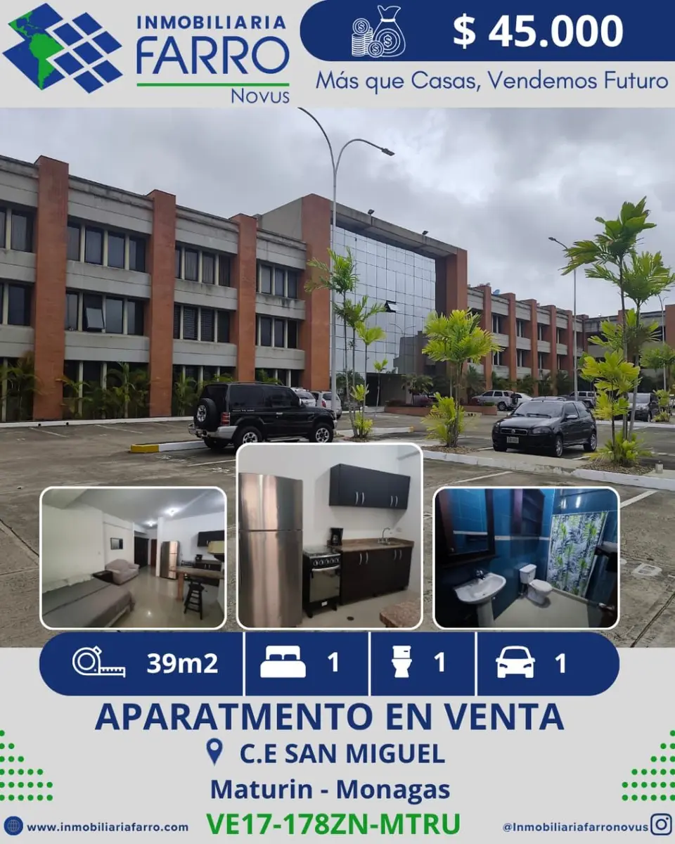 INMOBILIARIA FARRO VENDE APARTAMENTO CENTRO EMPRESARIAL SAN MIGUEL
