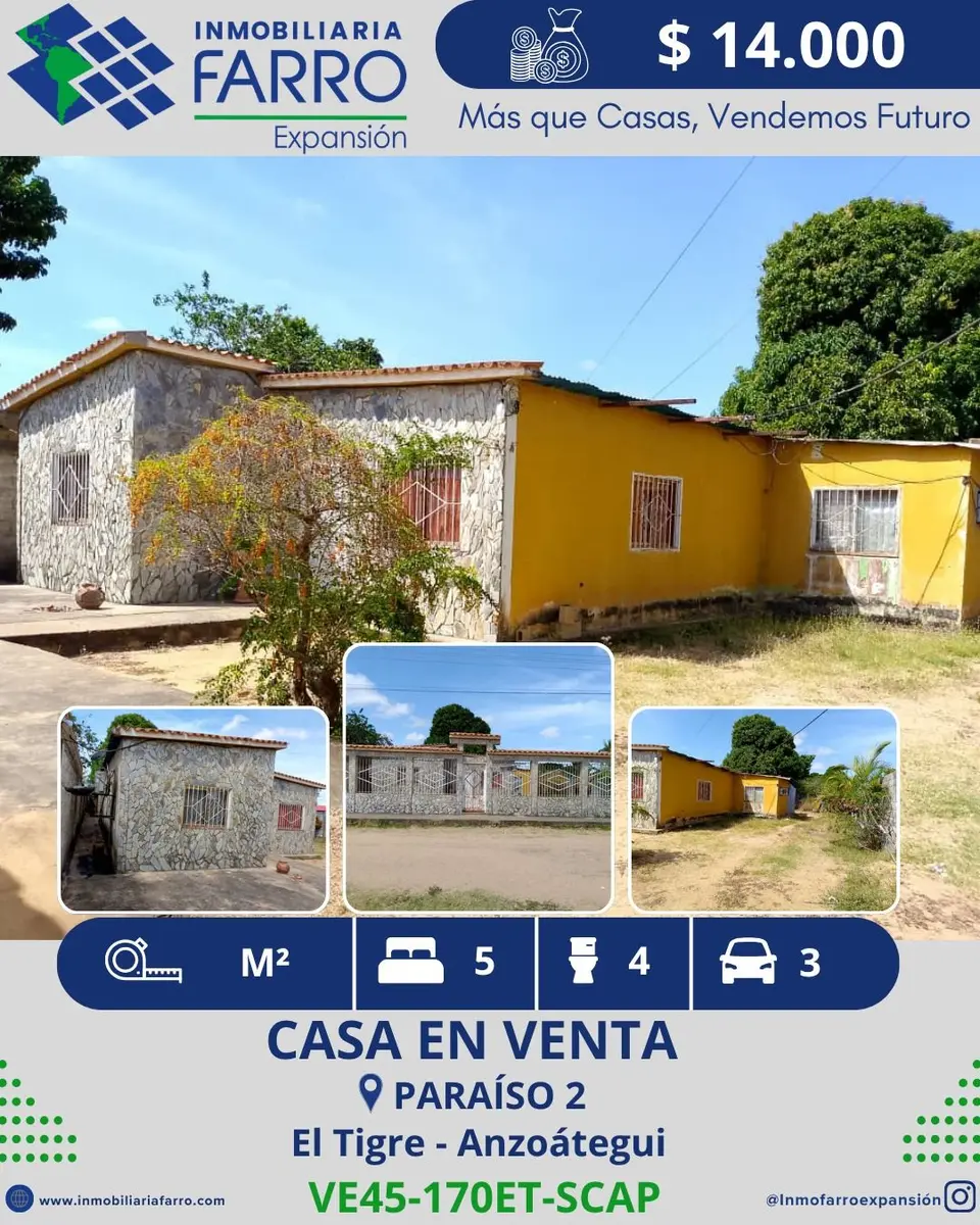INMOBILIARIA FARRO EXPANSION VENDE CASA SECTOR PARAISO