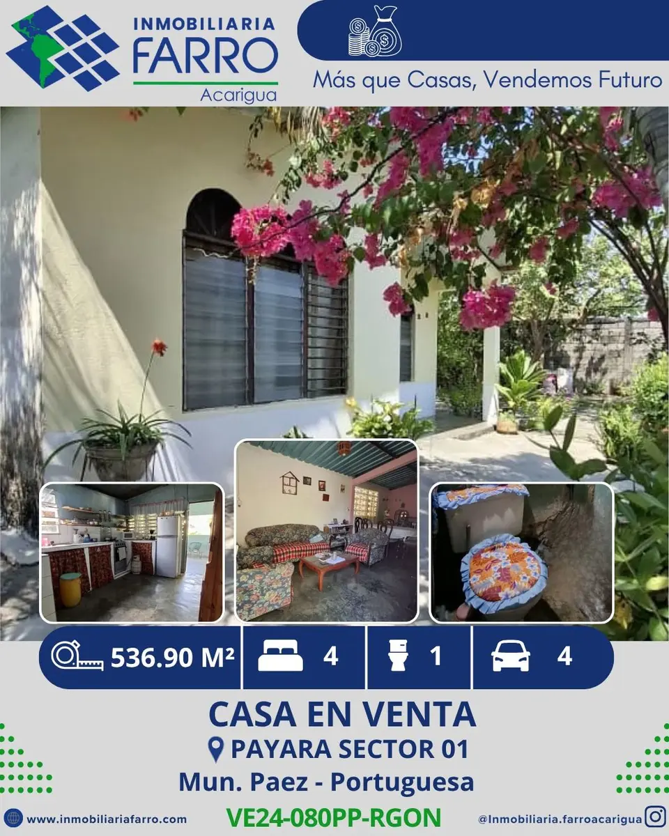 INMOBILIARIA FARRO VENDE CASA PAYARA SECTOR 1