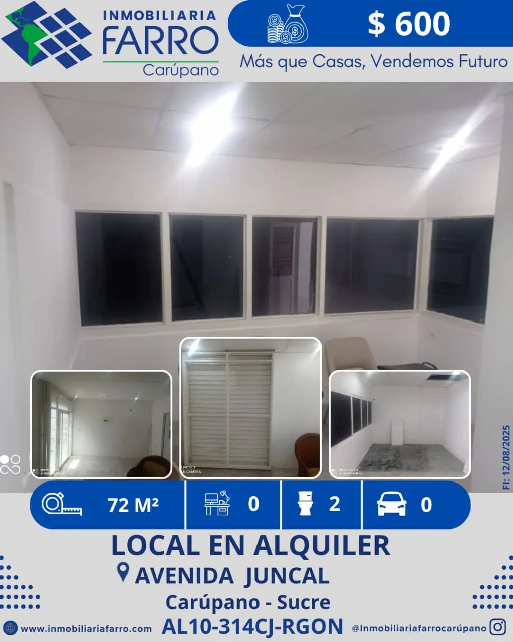 INMOBILIARIA FARRO ALQUILA LOCAL AV JUNCAL ZONA CENTRO