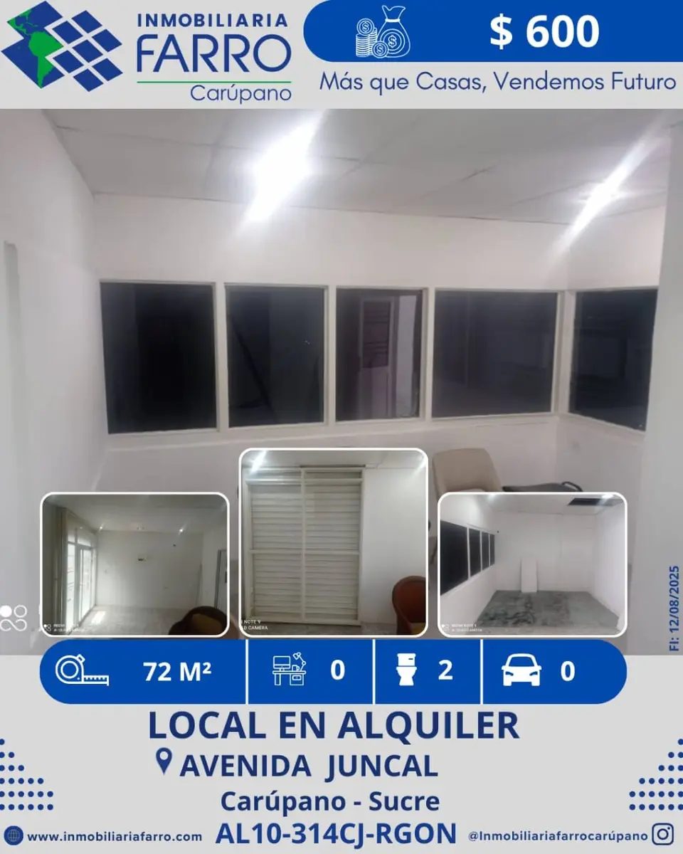 INMOBILIARIA FARRO ALQUILA LOCAL AV JUNCAL ZONA CENTRO